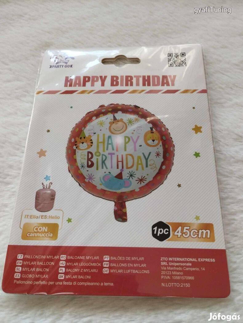 46cm Happy Birthday fólia léggömb lufi, héliummal is tölthető