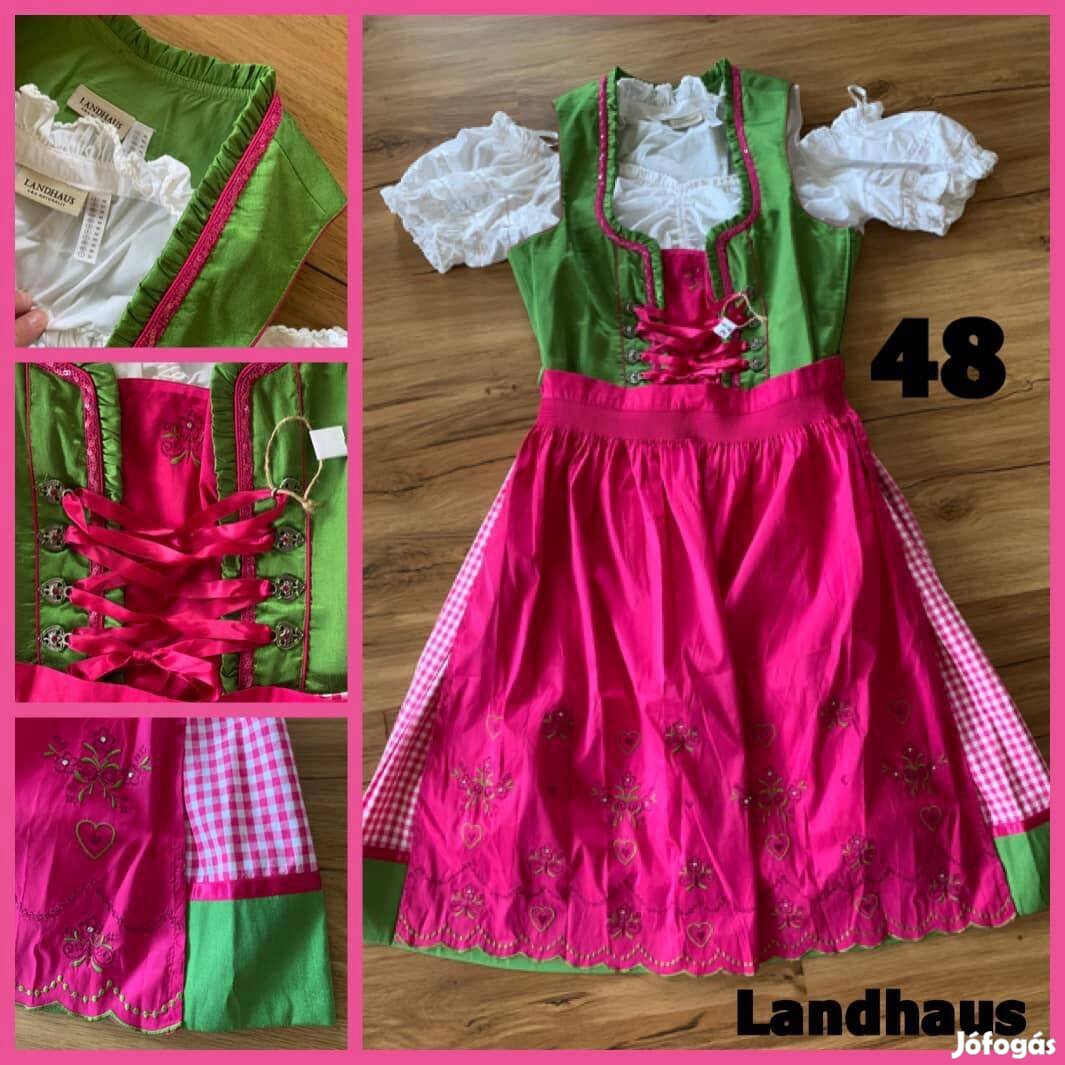 48-as zöld-pink Dirndl ruha blúzzal /Landhaus/