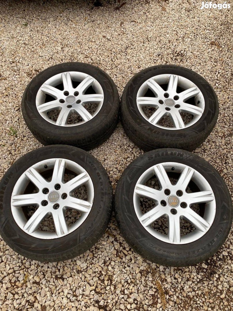 4DB 225/55/16 méretű Téli gumi, Gyári AUDI(5x112) 16 alufelnivel