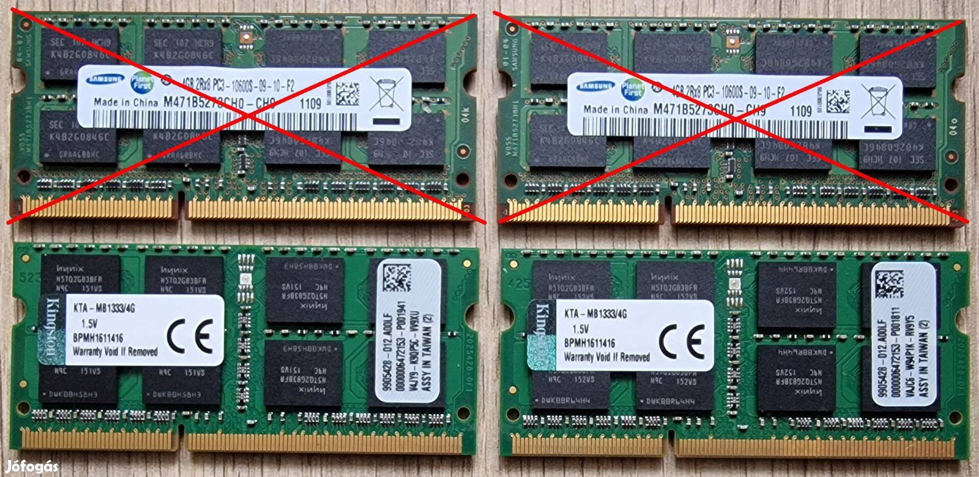 4GB PC3 DDR3 SO-DIMM RAM Laptophoz Notebookhoz Kingston