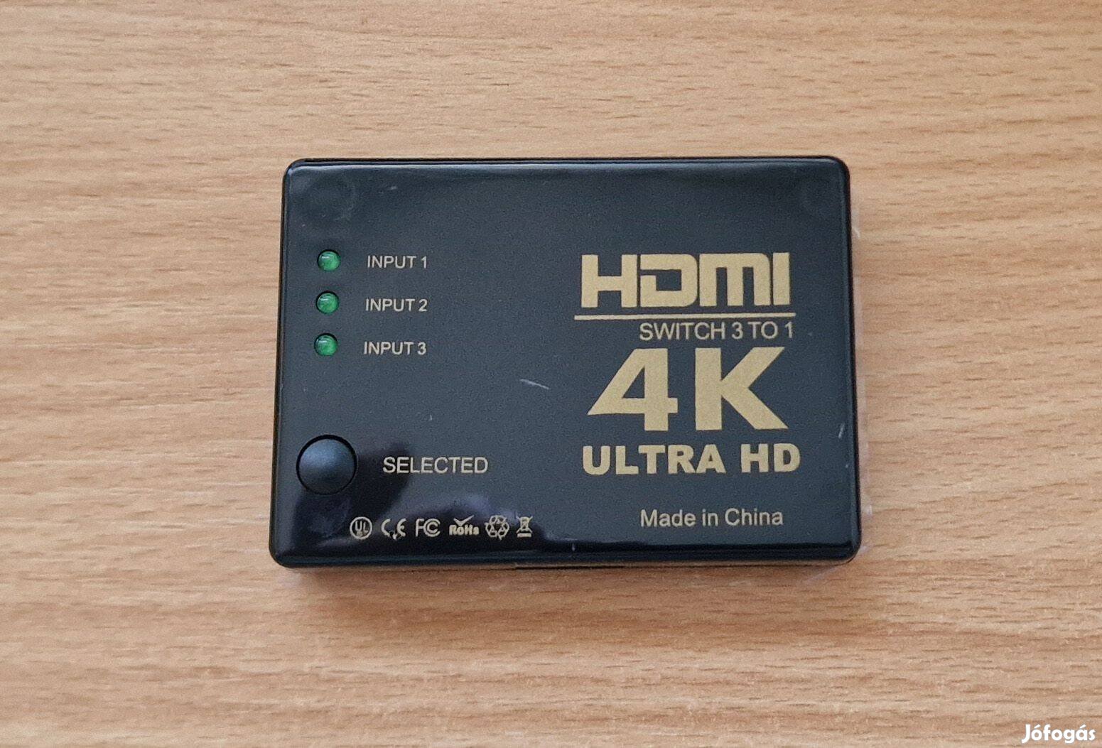 4K HDMI HUB elosztó 3 HDMI be és 1 HDMI kimenet