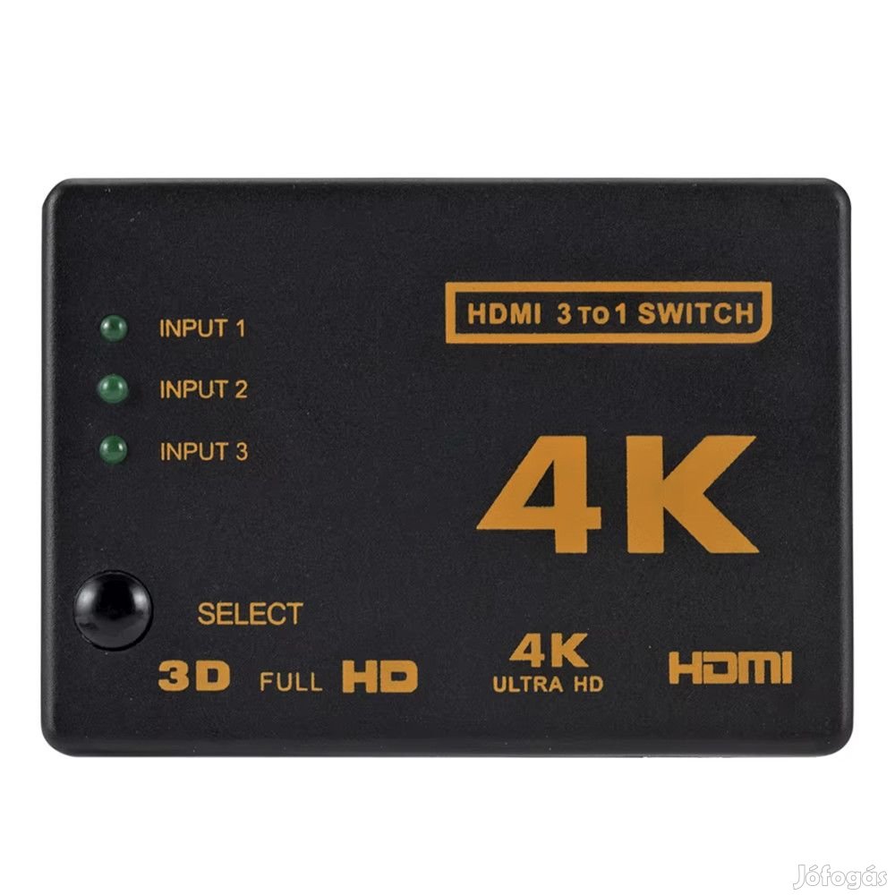 4K HDMI elosztó 3 bemenettel és távirányítóval