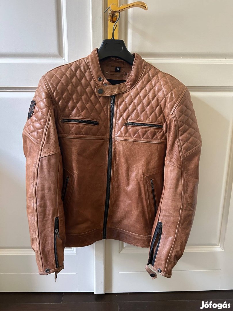 4SR motoros bőrkabát scrambler cognac 54-es méret + gerincvédő