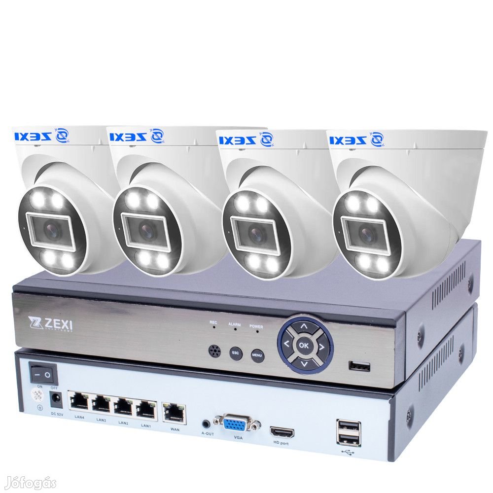 4 Kamers 4 MP rendszer beltri Dome IP, POE, AI, Mikrofonos,