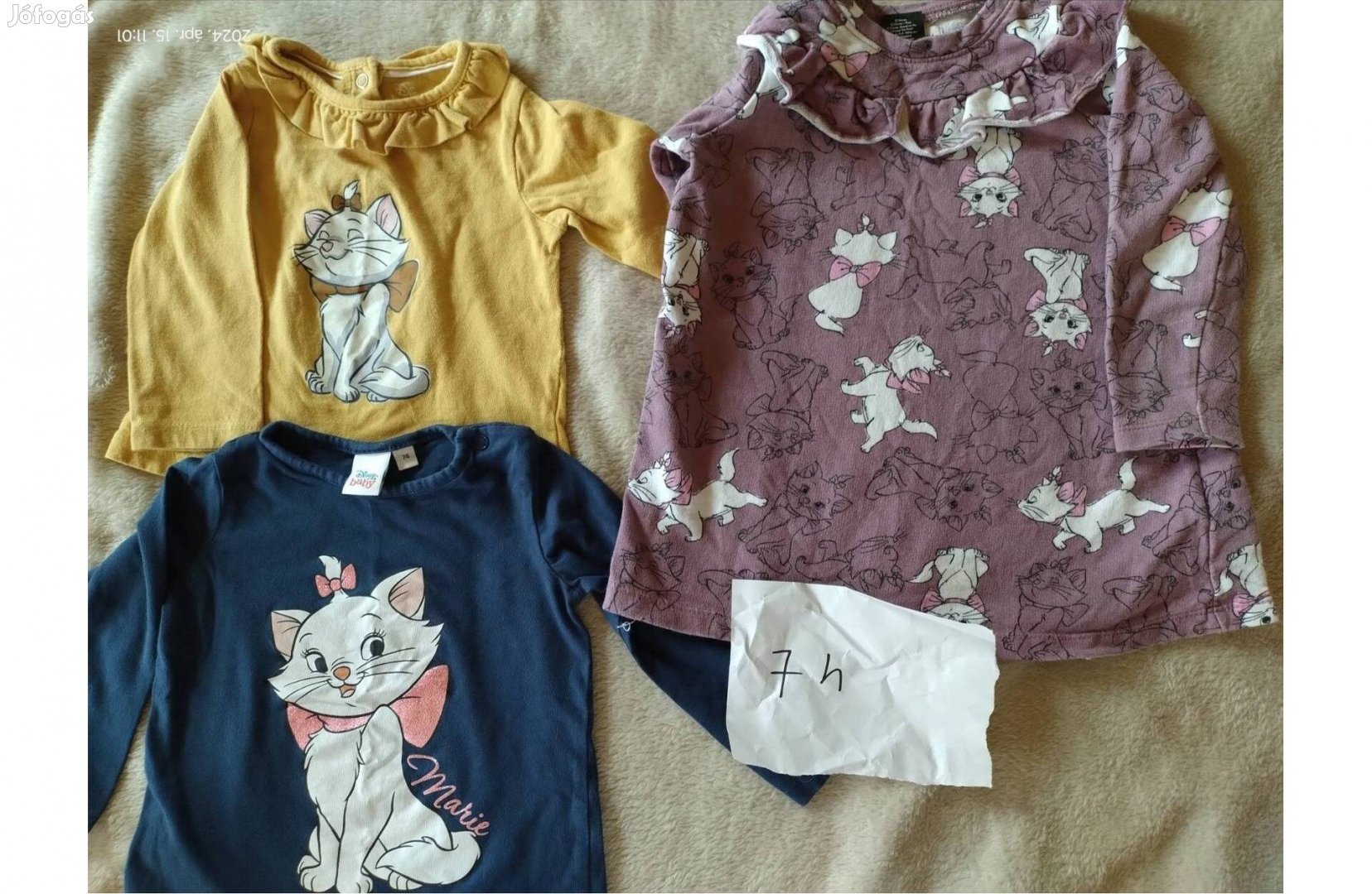 4 Marie cica kislány baba felsők, póló, ruha, 74