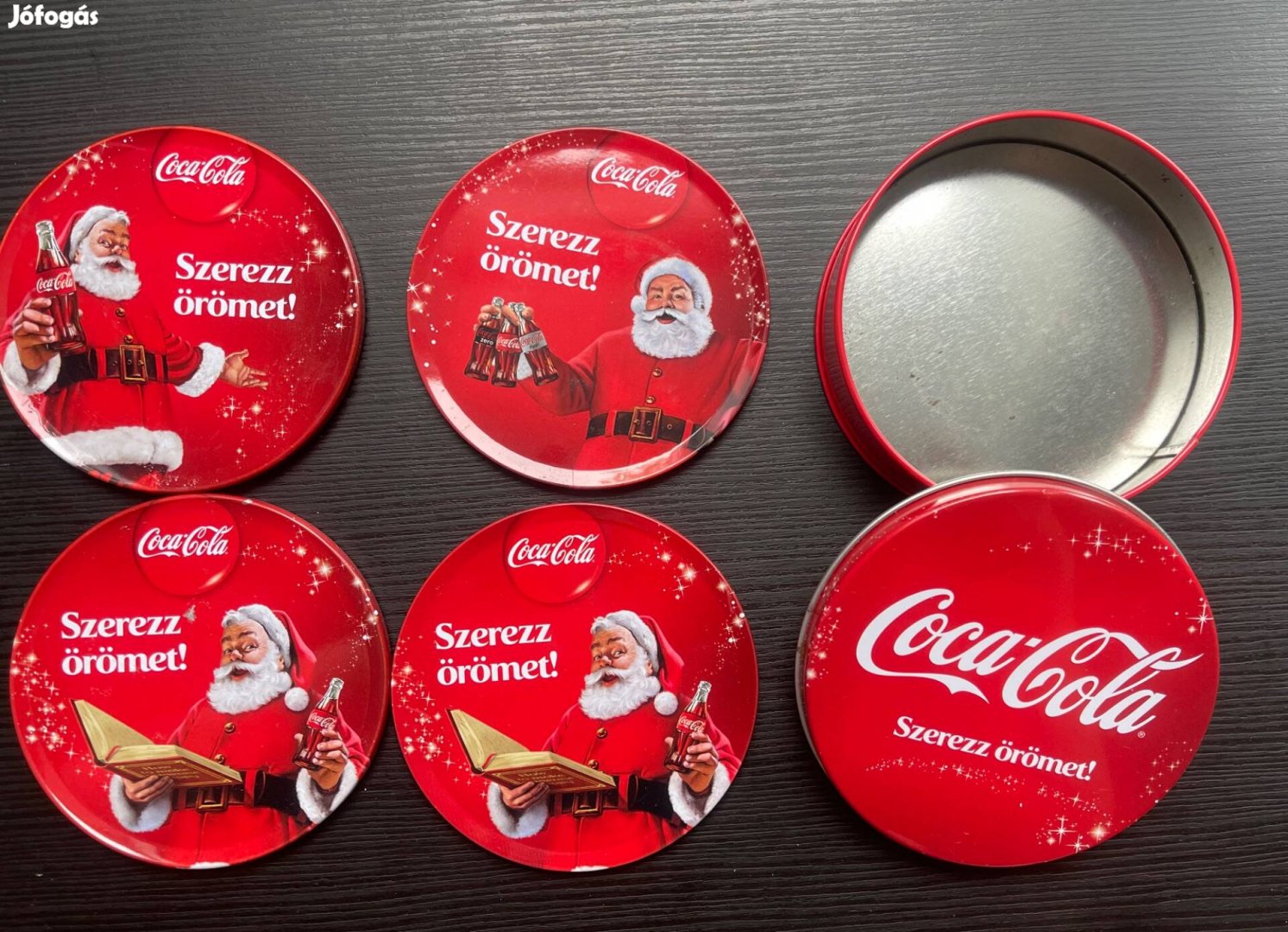 4 db Coca Cola poháralátét fémdobozzal_2