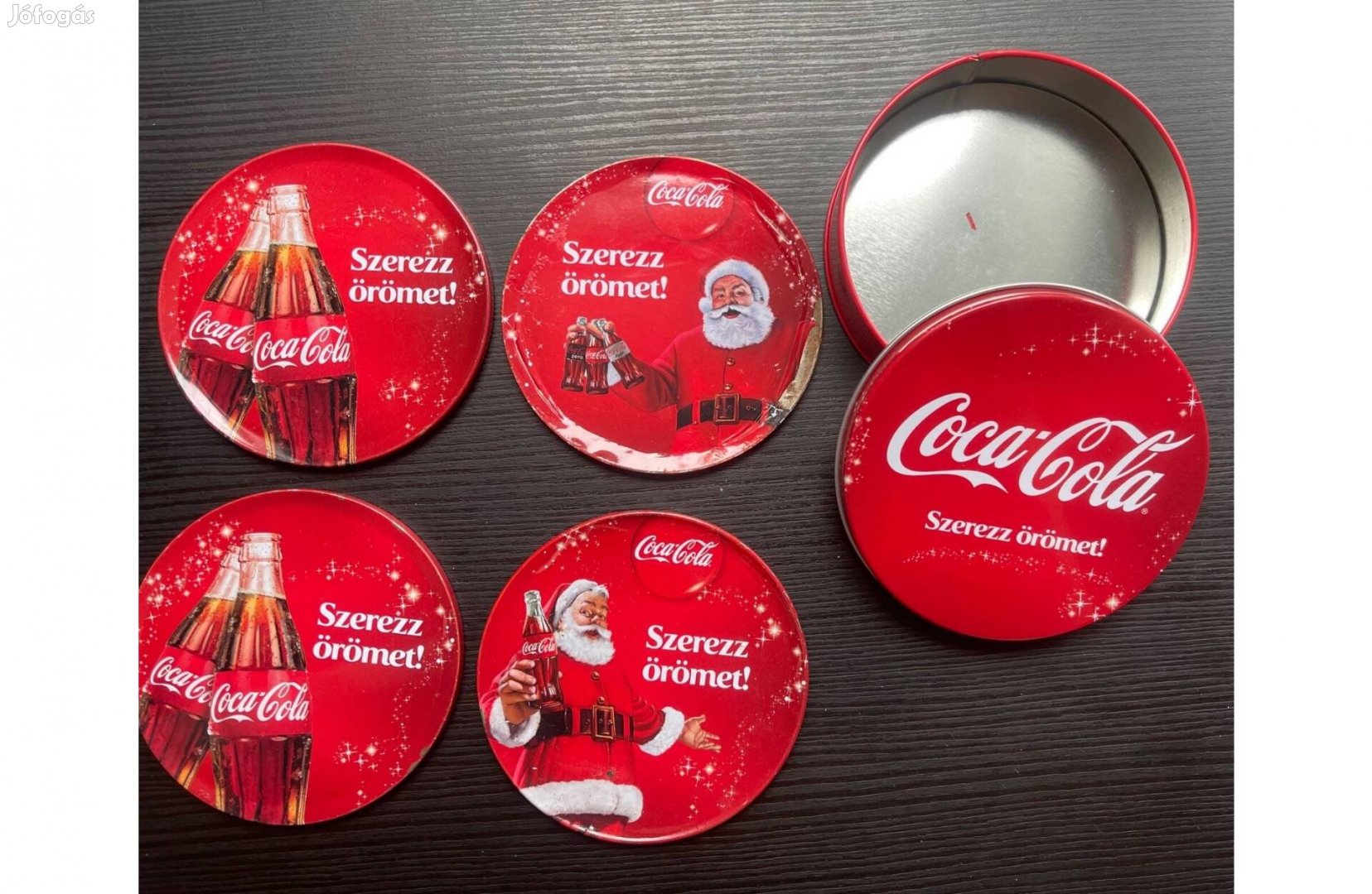 4 db Coca Cola poháralátét fémdobozzal