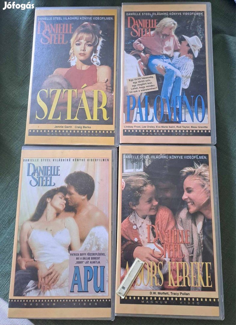 4 db Danielle Steel VHS: Sztár, Palomino, Sors kereke, Apu