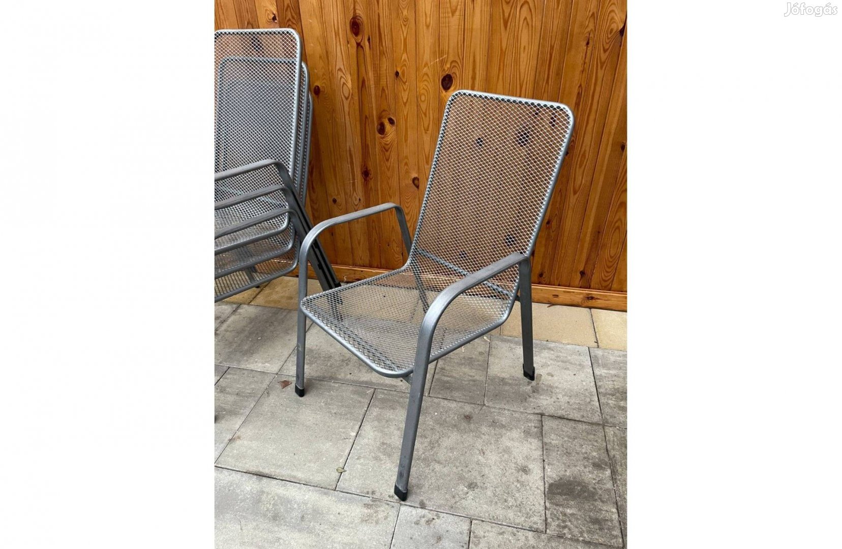 4 db Extra Erős Acél Kerti Szék Szürke Rakásolható