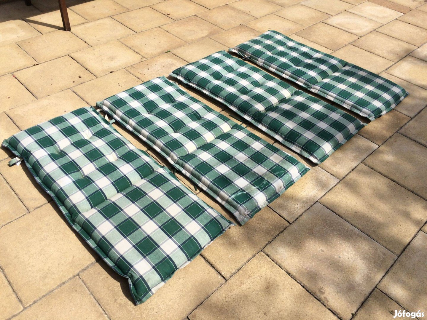 4 db Kerti Szék Párna Ülőpárna 50 x 120 x 6 cm zöld kockás
