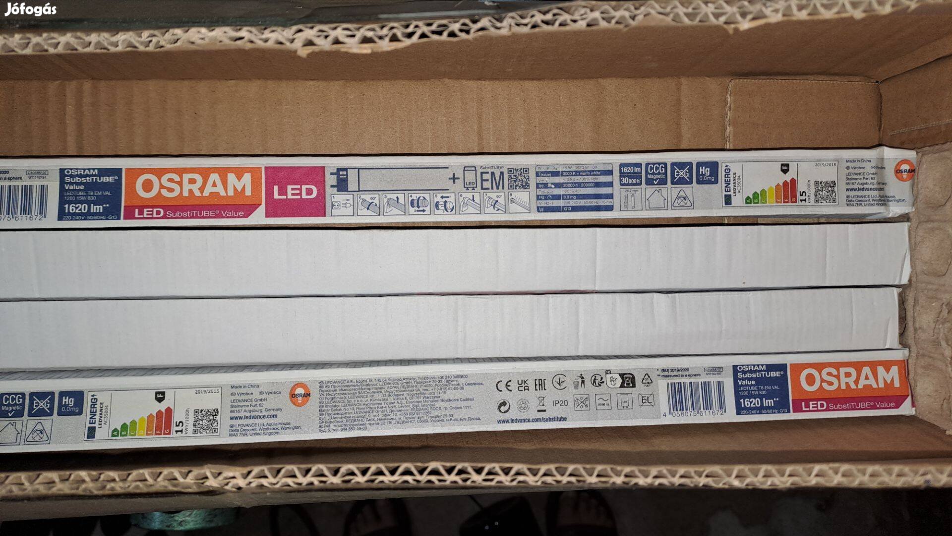 4 db Osram T8 Value LED fénycső 15W 1620lm 3000K melegfehér 1200mm