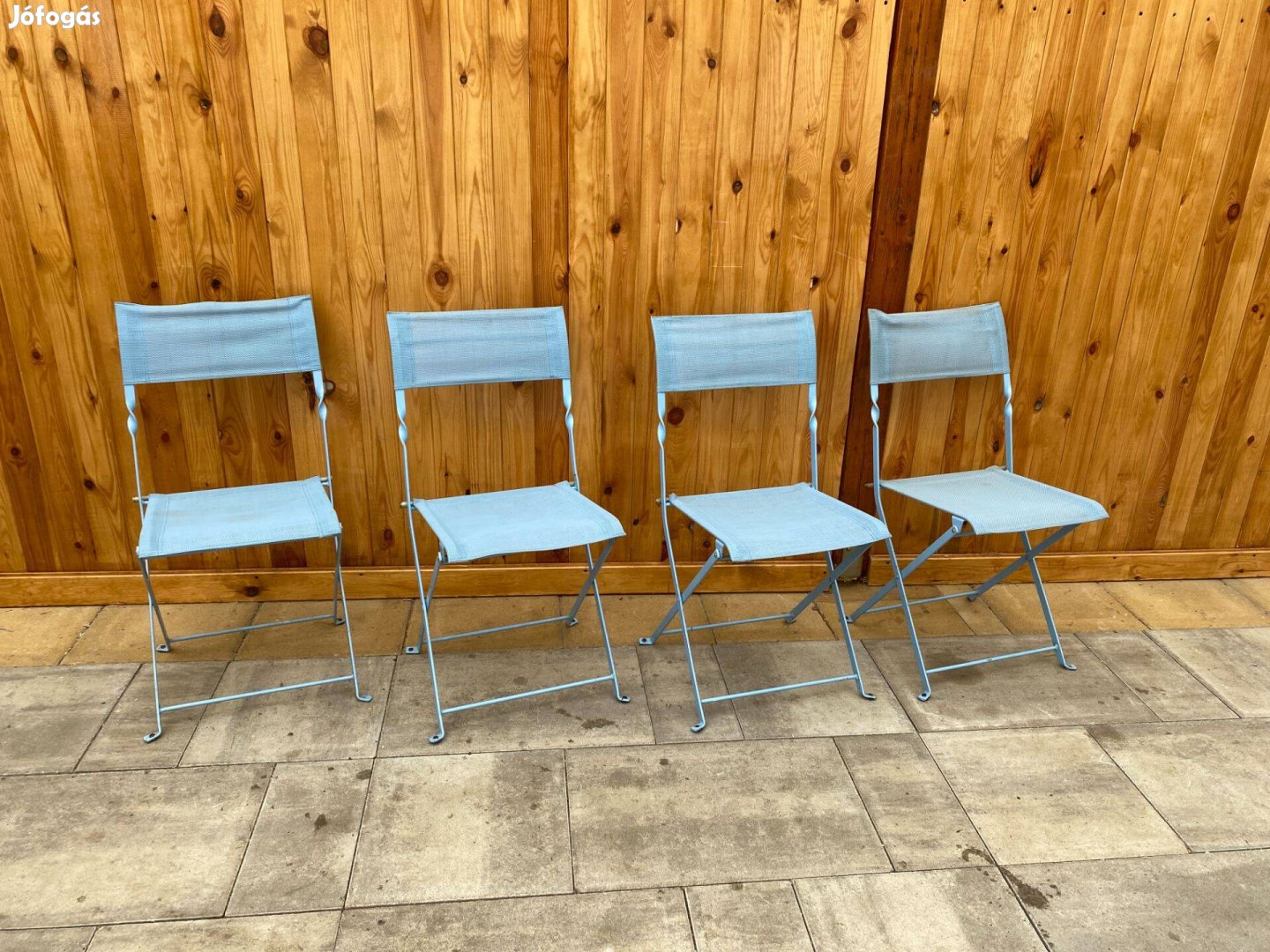 4 db Provance acél vázas textil kerti szék Összecsukható Balkon szék