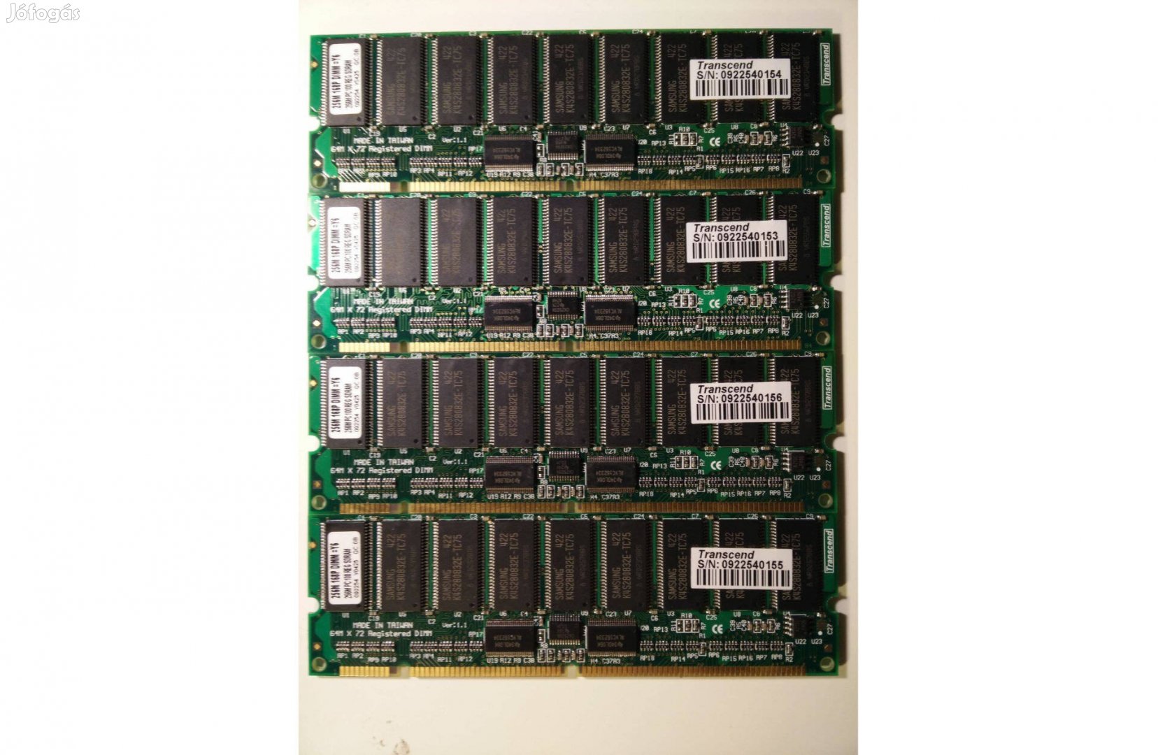 4 db Transcend 256 MB PC100 ECC SDRAM szerver memória egyben, 7 eFt/db