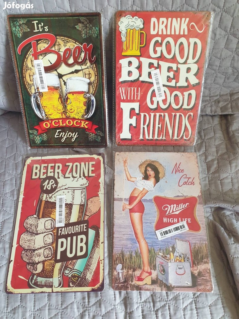 4 db. Retró vintage fém reklám tábla kép sör ital