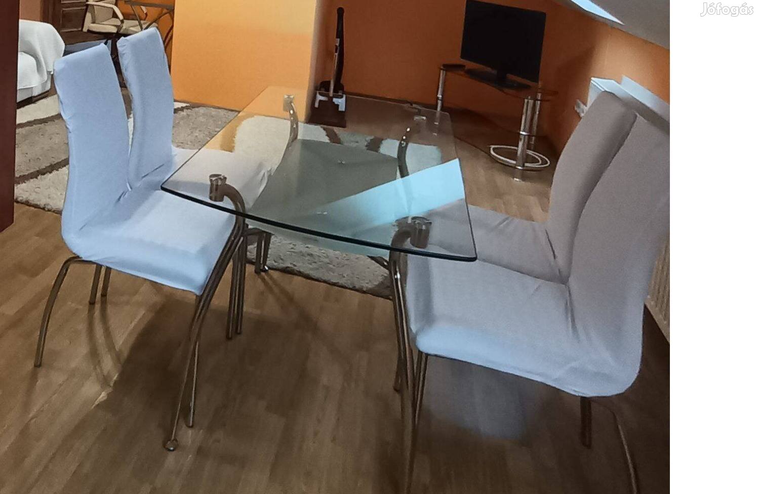 4 db elegáns bőr étkezőszék megkímélt, külön hófehér