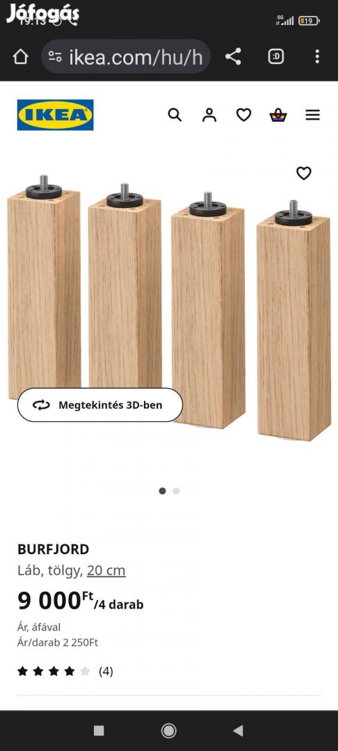 4 db ikea burfjord ágyláb