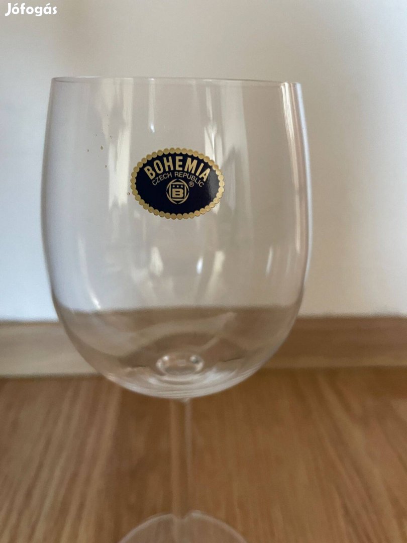 4 db-os cseh Bohemia vörösboros pohár készlet