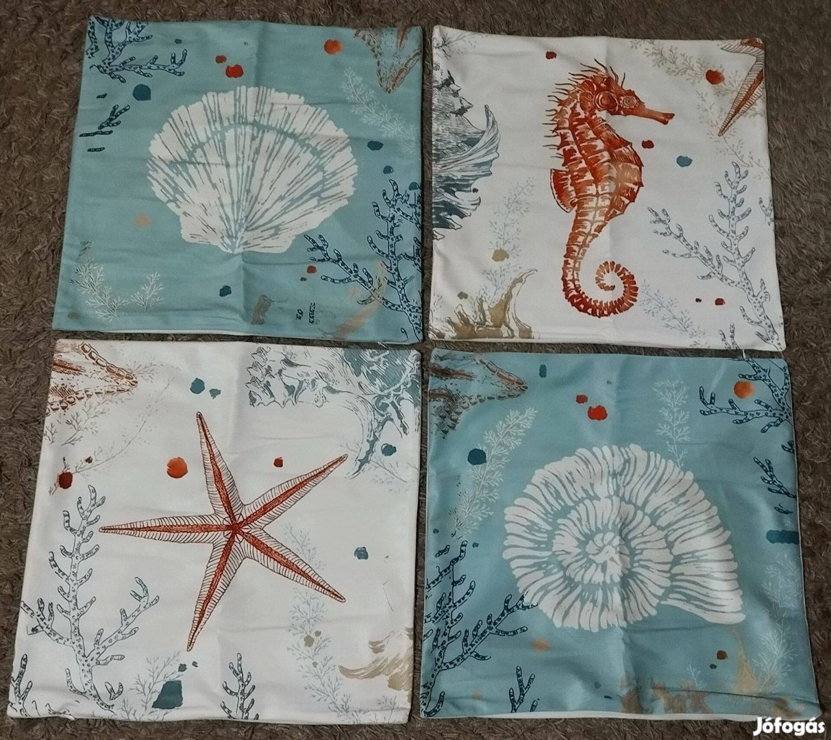 4 db-os szett, díszpárna huzat tenger, cizpzáros, 45x45 cm T1