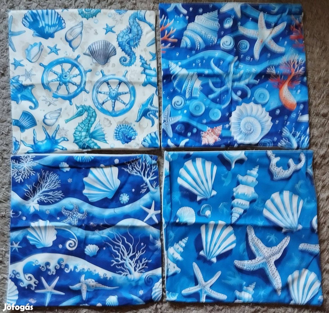 4 db-os szett, díszpárna huzat tengeres, cizpzáros, 45x45 cm, T9
