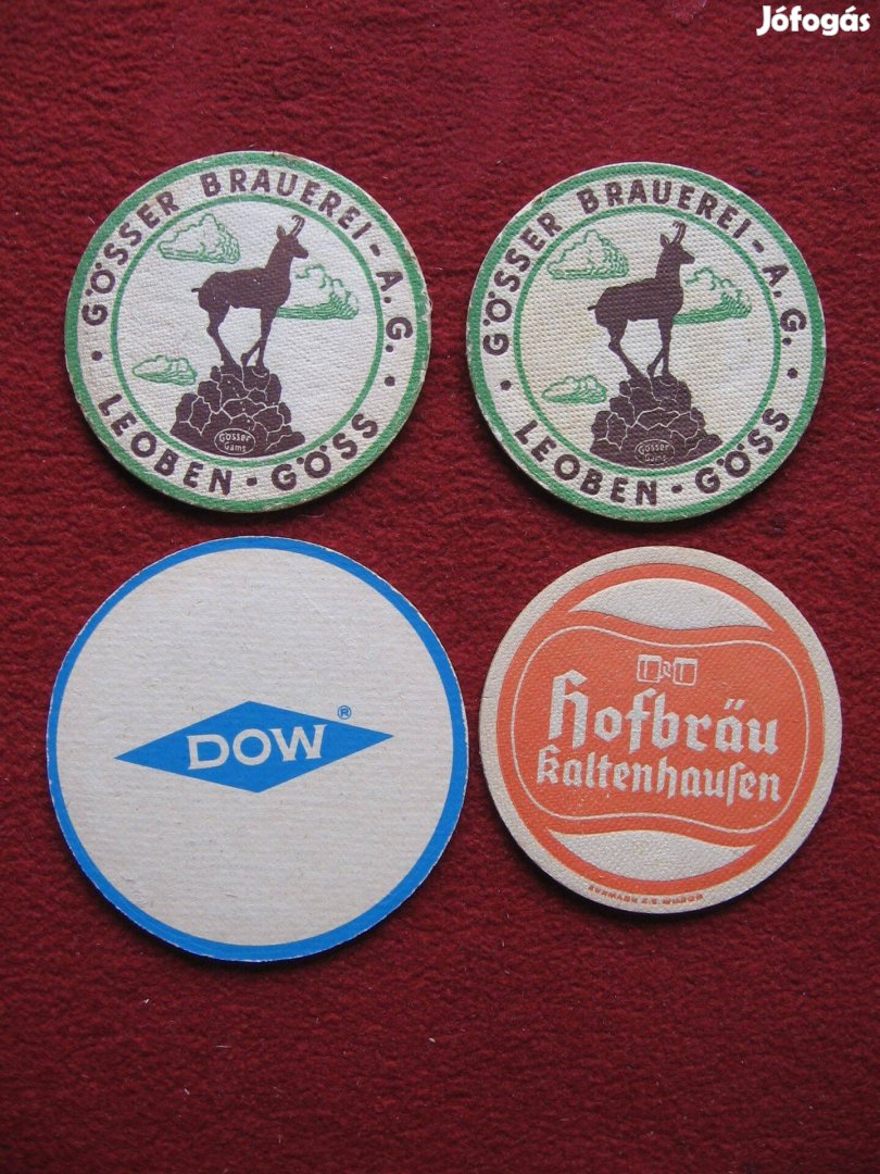 4 db poháralátét, karton, vegyesen