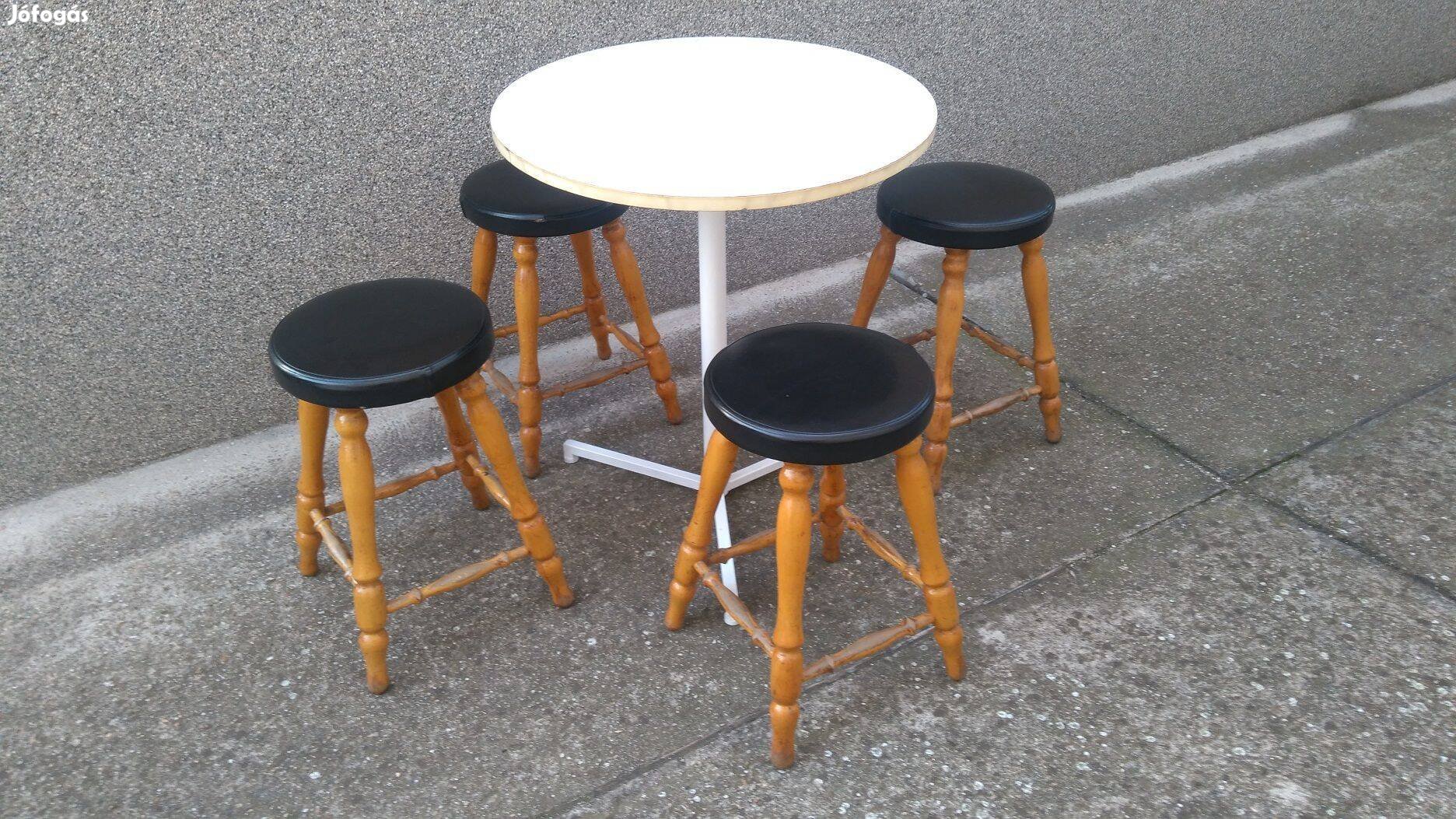 4 db puff szék + kör alakú asztal, újszerű!