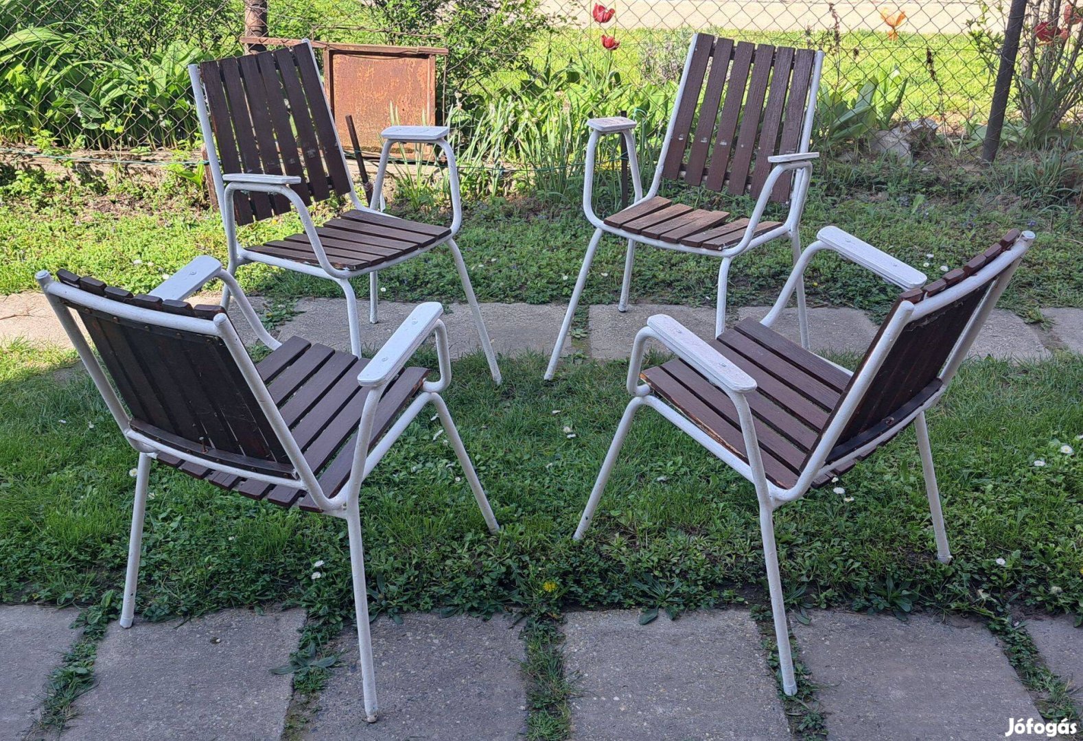 4 db retró csővázas strand - kerti szék