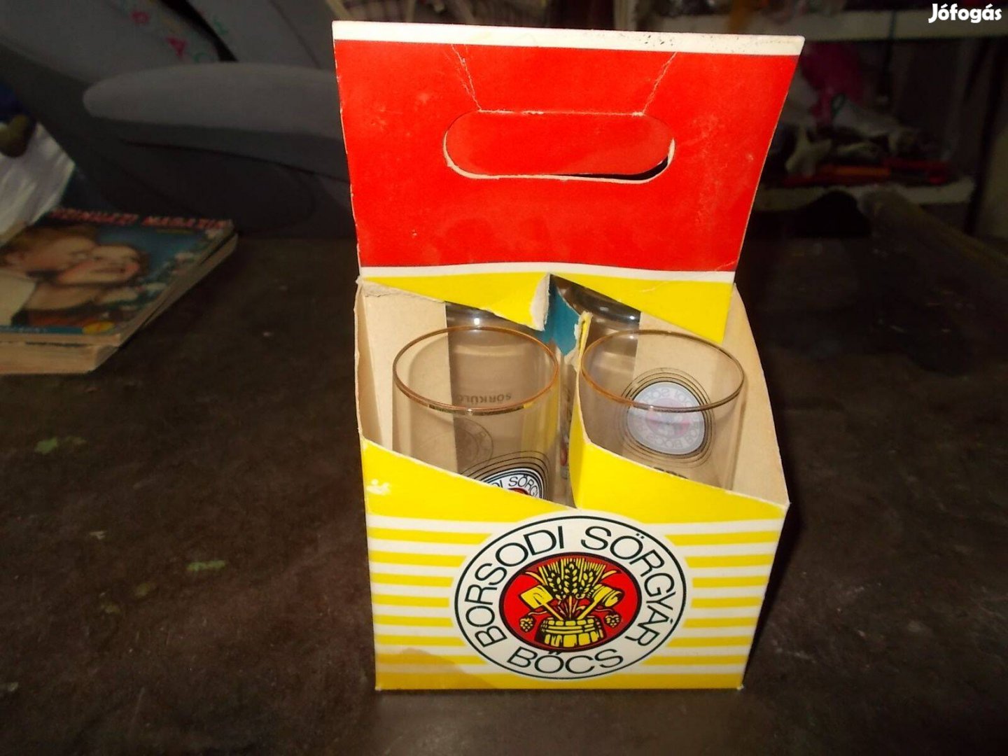 4 db retro sörös pohár saját dobozában nem használt posta is