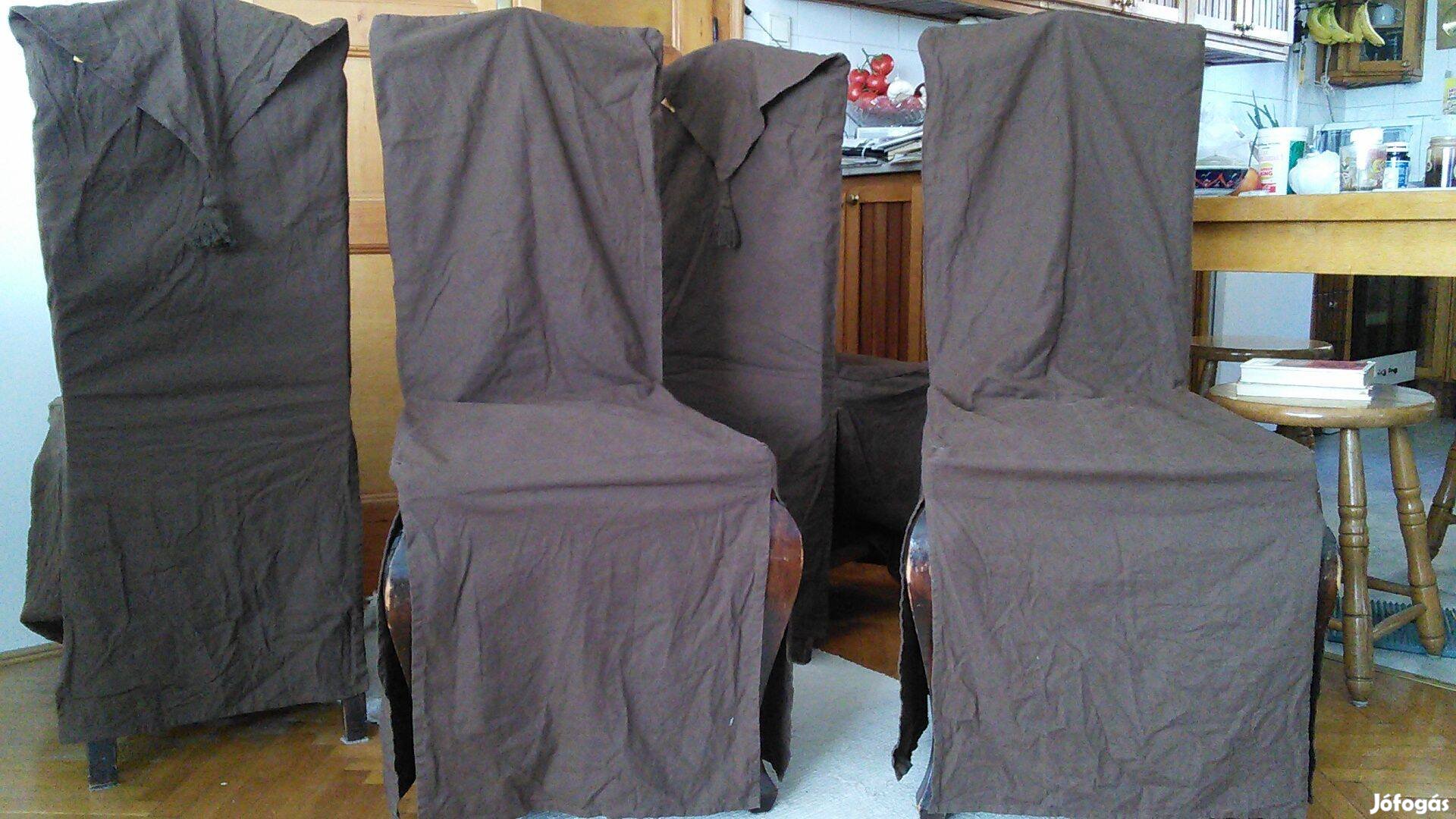 4 db székhuzat barna pamut székszoknya széktakaró szék huzat
