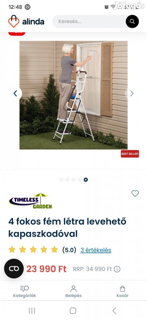 4 fokos fellépő létra kapaszkodóval eladó