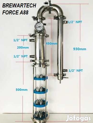 4 tányéros SS Lepárló Torony A88 Komplett 4"-os (3485)