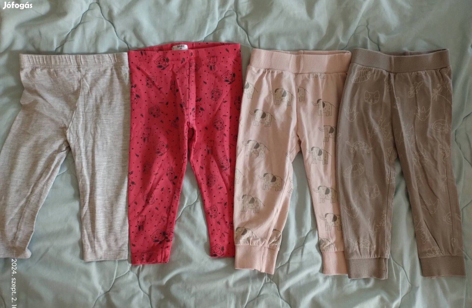 4 újszerű kislány leggings, nadrág, 86