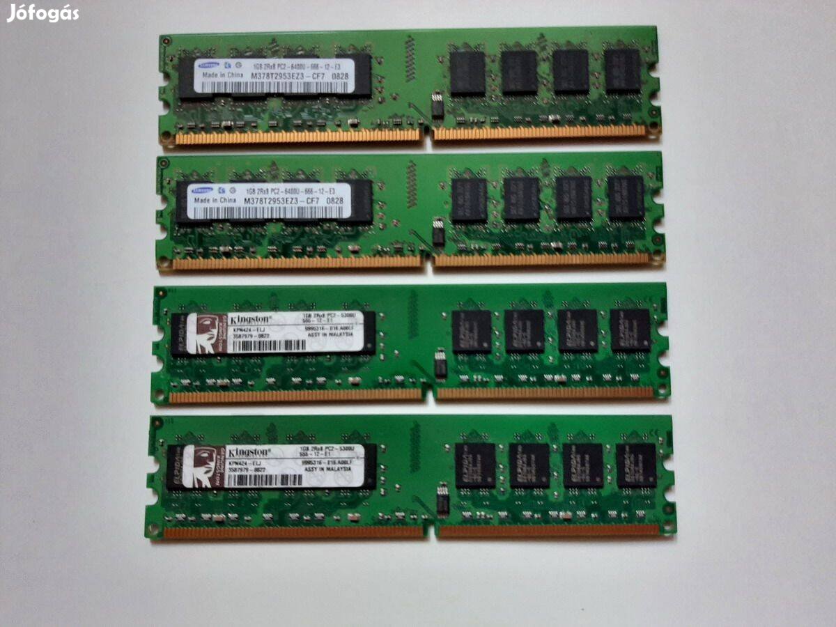 4 x 1GB 2Rx8 DDR2 RAM, Kingston, Samsung