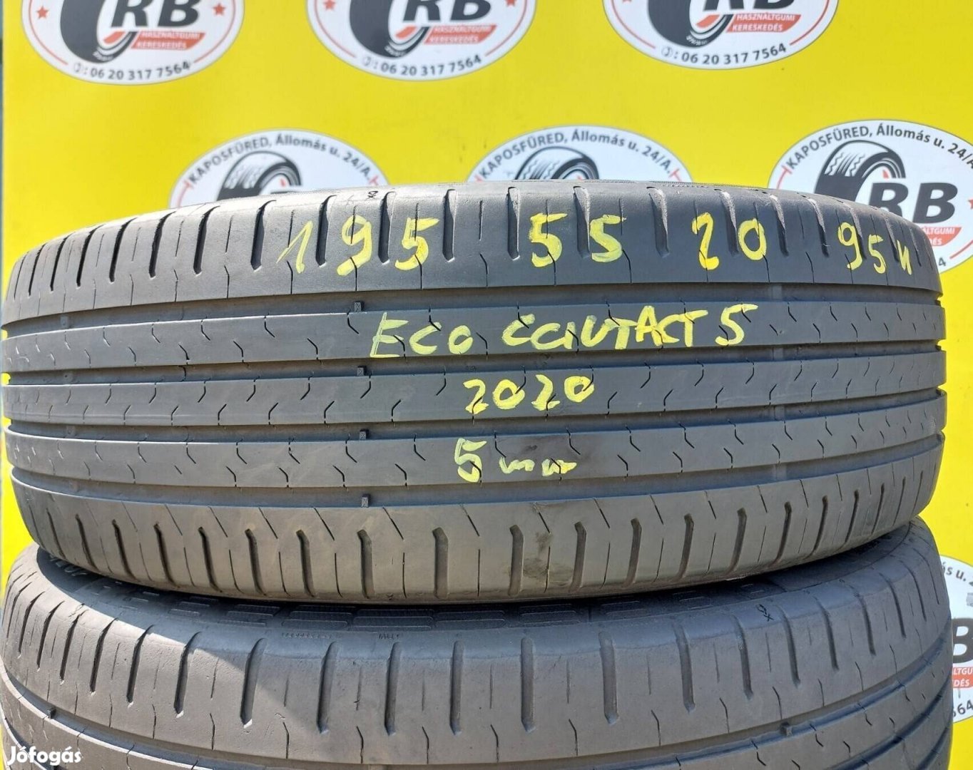 4db 195/55 r20 Continental Eco5,,Évjarat:2020,,5mm,14000/db