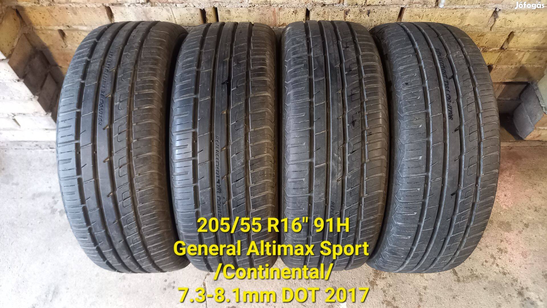 4db 205/55 R16" General Altimax Sport nyári abroncs (Continental)