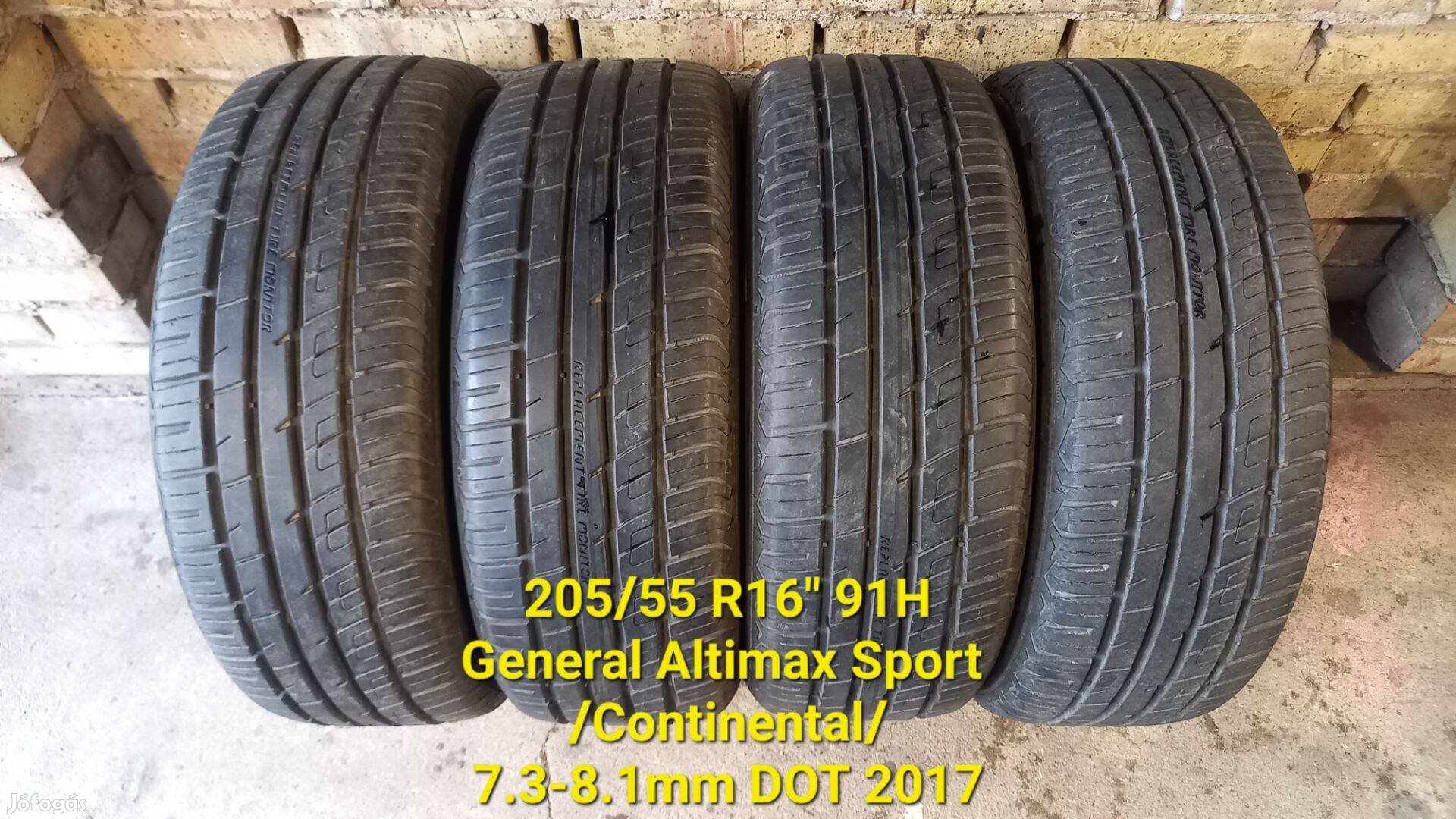 4db 205/55 R16" General Altimax Sport nyári abroncs /Continental/