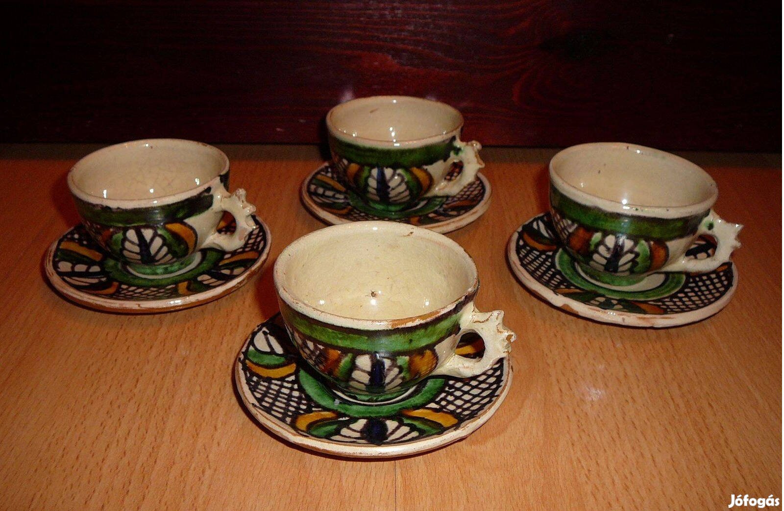 4db-os Retro, kerámia kávés készlet, 60-as évek