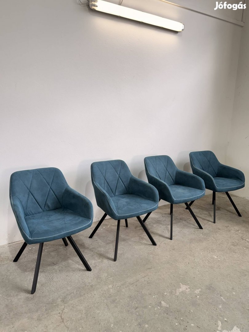 4db újszerű bársony étkezőszék tengerkék színű