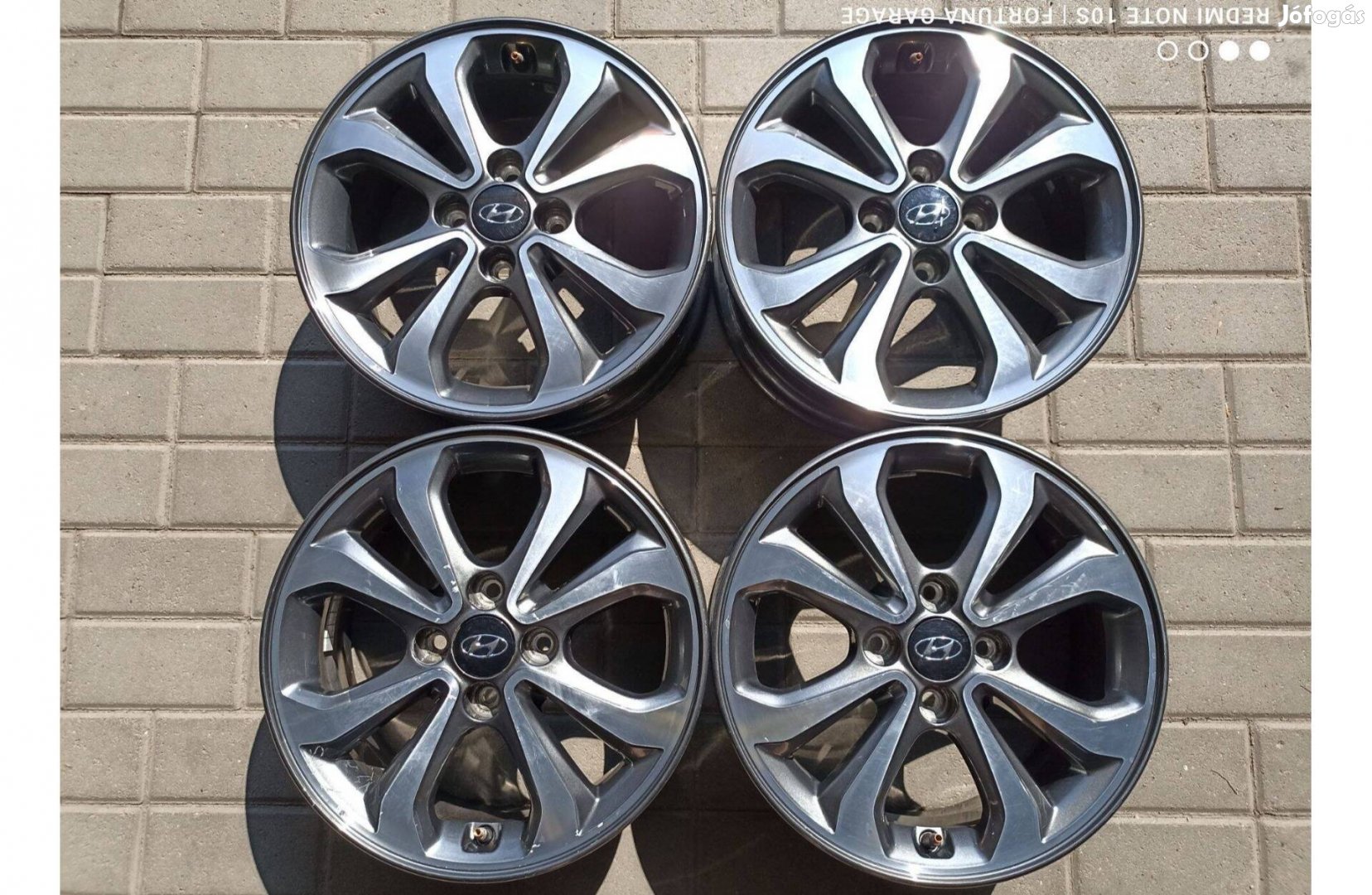 4x100 15" Hyundai használt alufelni garnitúra