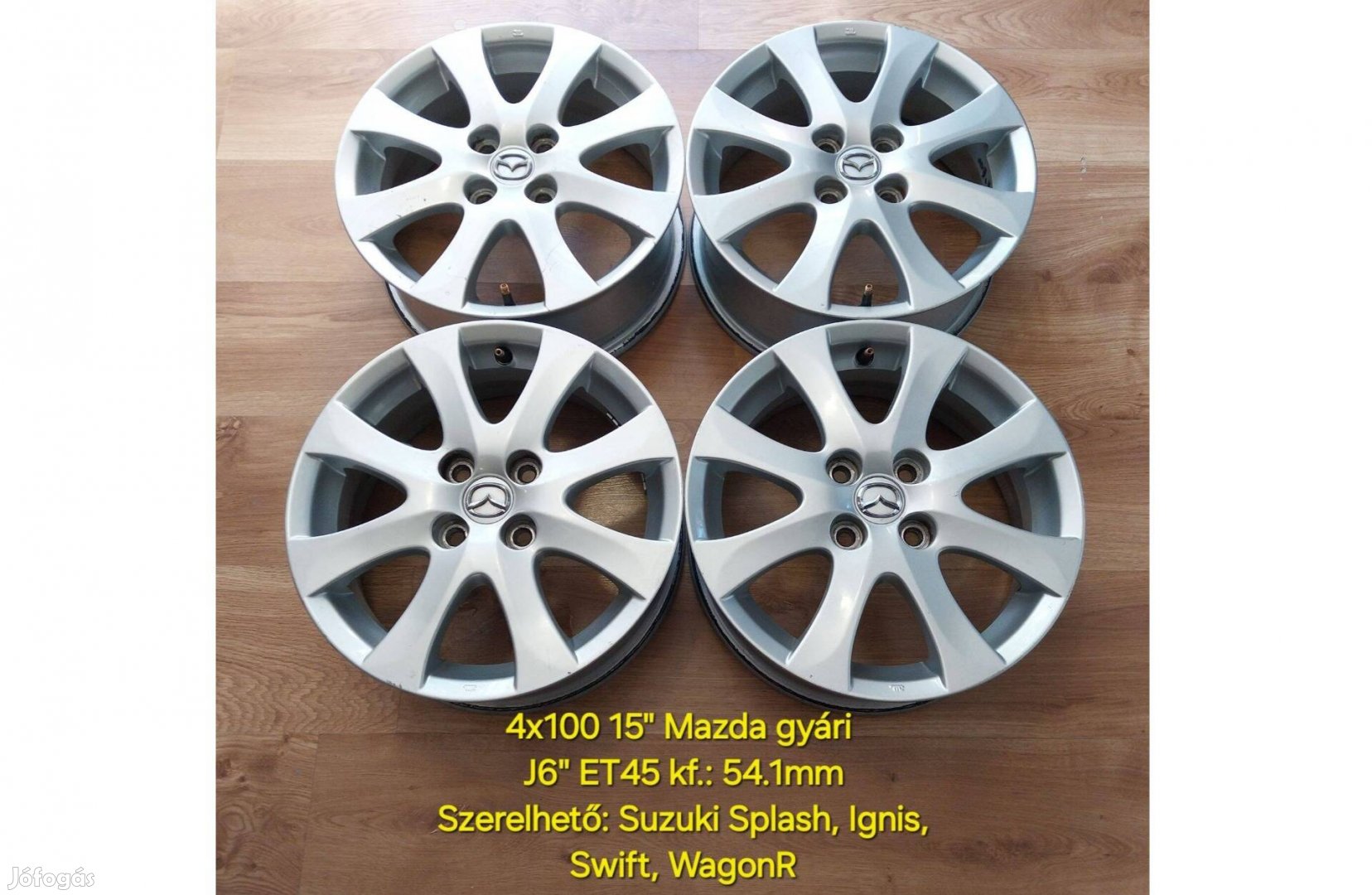 4x100 15" Mazda gyári alufelni garnitúra /Suzuki, Toyota/