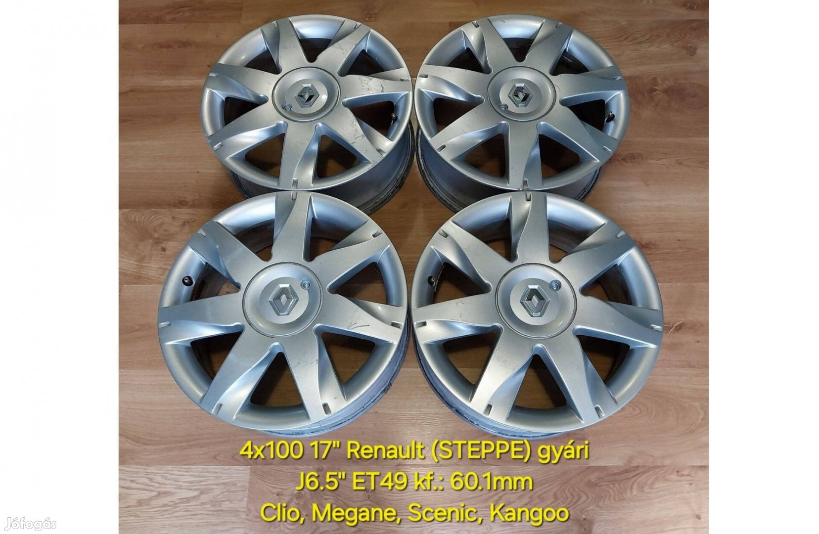 4x100 17" Renault gyári /Steppe/ alufelni garnitúra - Megane, Scenic