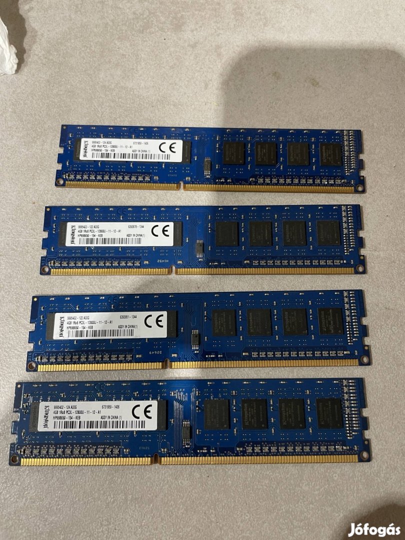 4x4gb Kingston DDR3 -1600 mhz memória