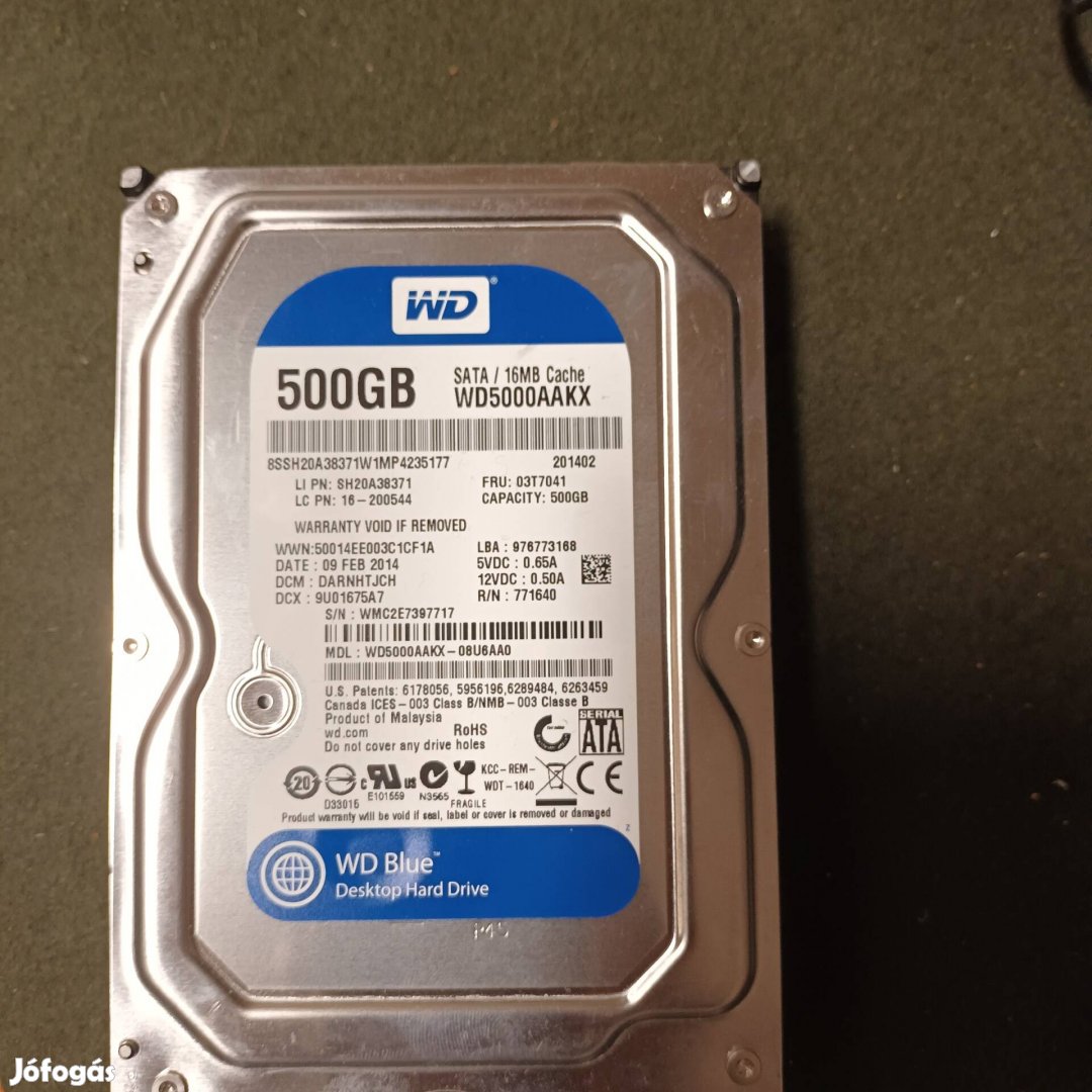 500Gb 3,5 WD hdd. 100/100