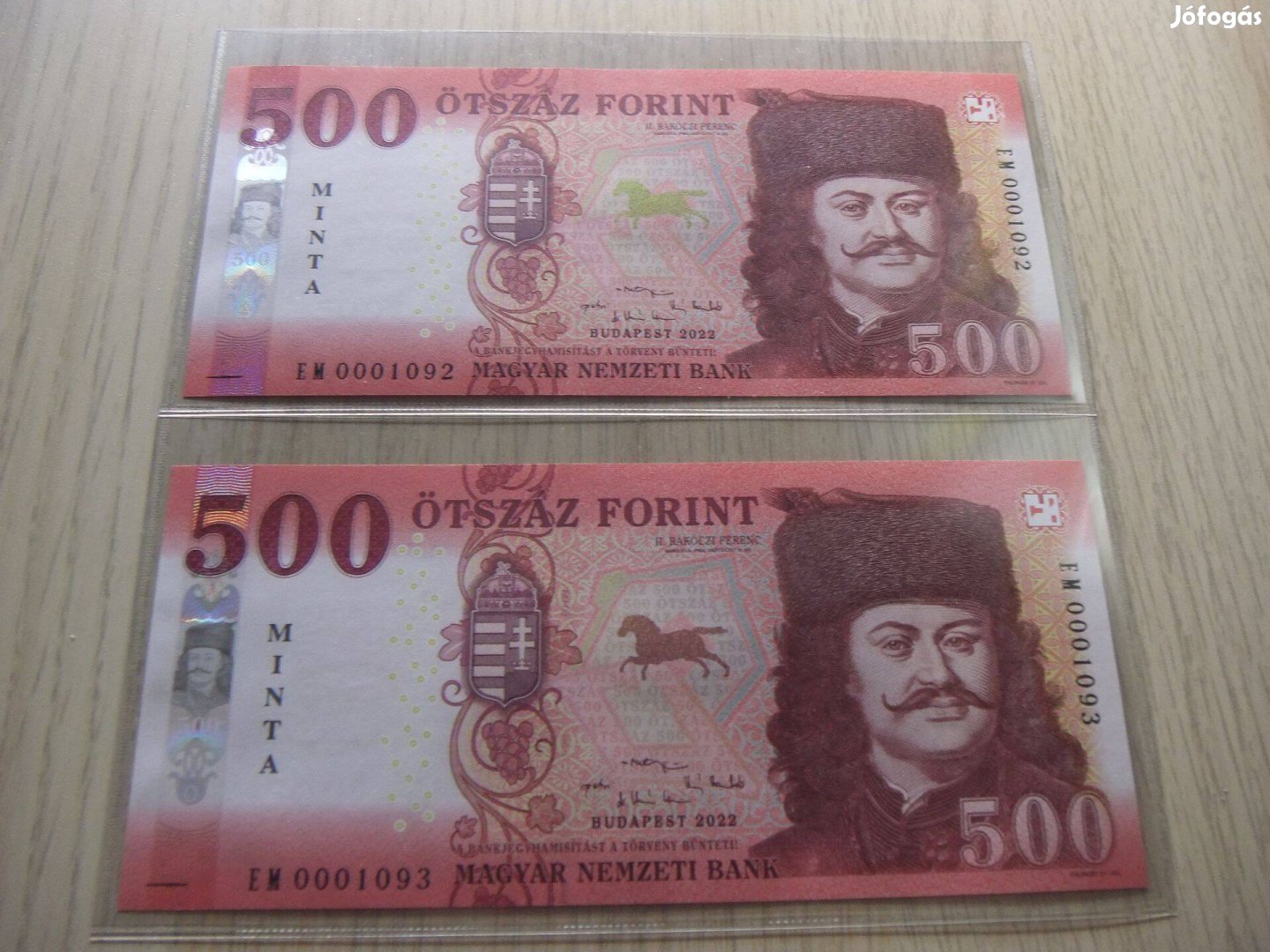 500 Forint Minta Bankjegy 2 db párban Sorszámkövető 2022