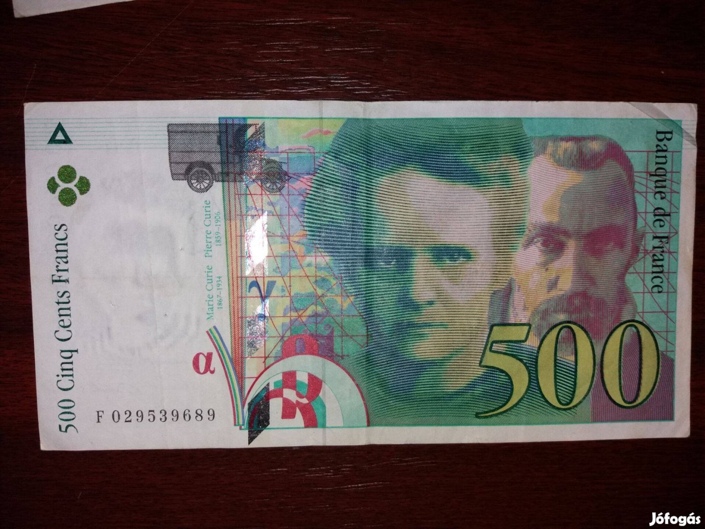 500 Frank francia papírpénz gyűjteménybe ritkaság