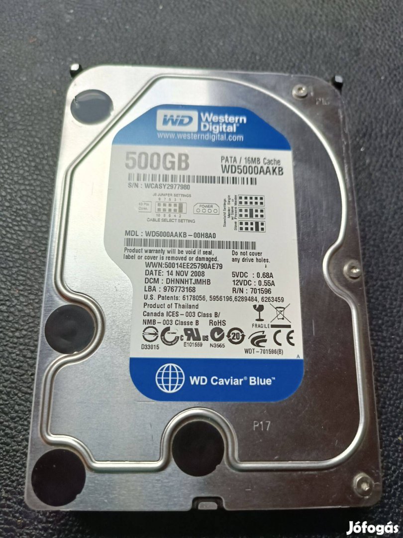 500 GB 3,5" külső HDD, merevlemez, winchester eladó