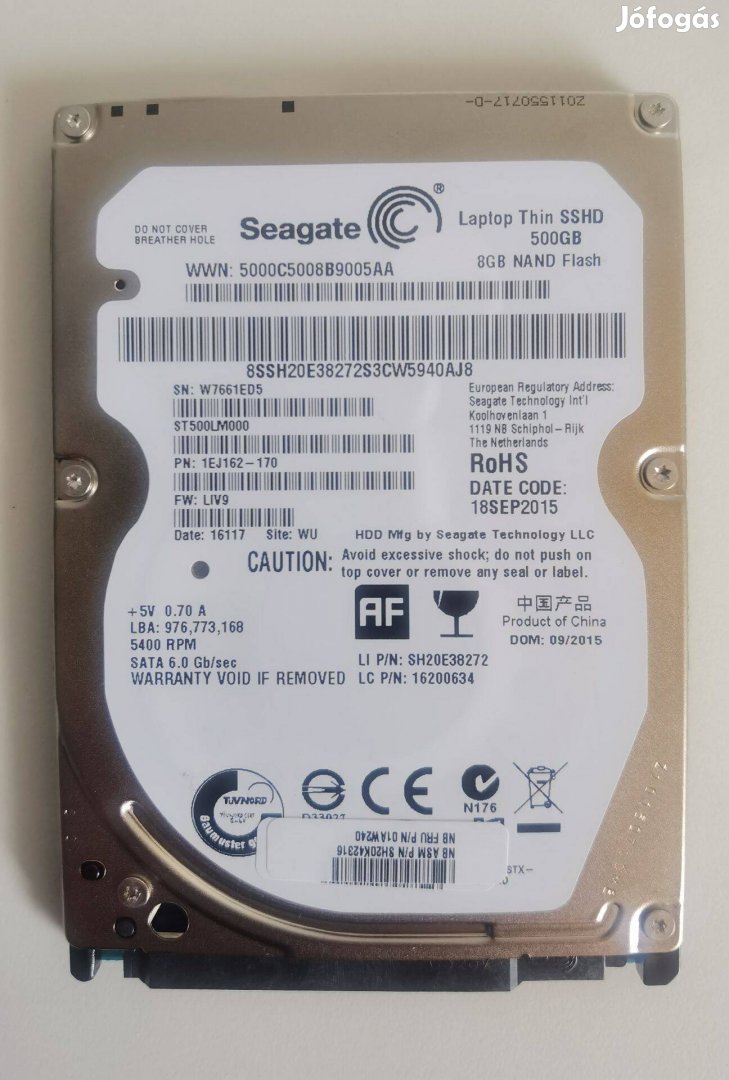 500 GB HDD Sshd Winchester Merevlemez 2,5" notebook laptop méretben