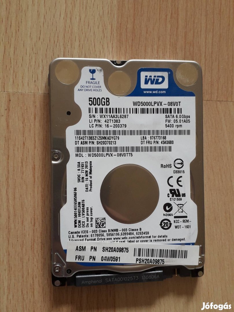 500 GB hdd eladó 