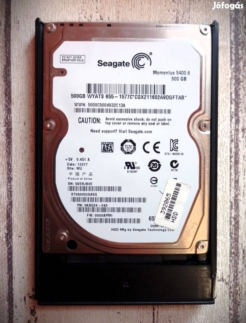 500 GB-os 2.5"-os HDD külső tokban