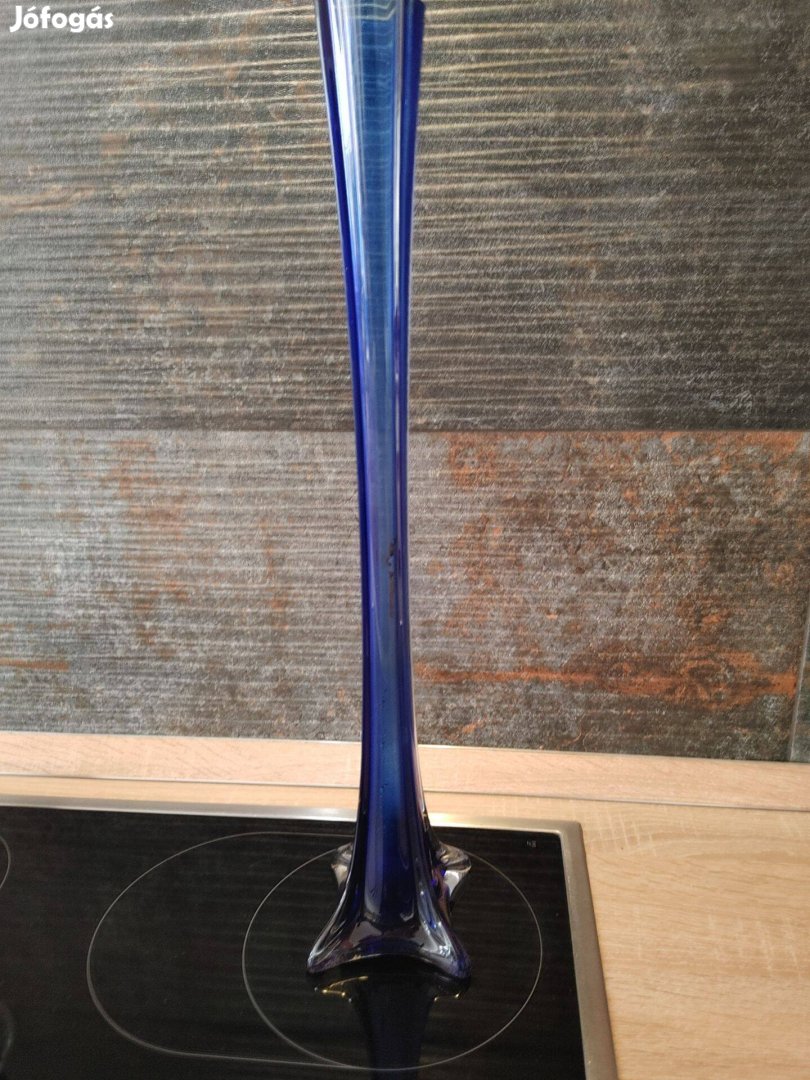 50 cm kék üvegváza cseh