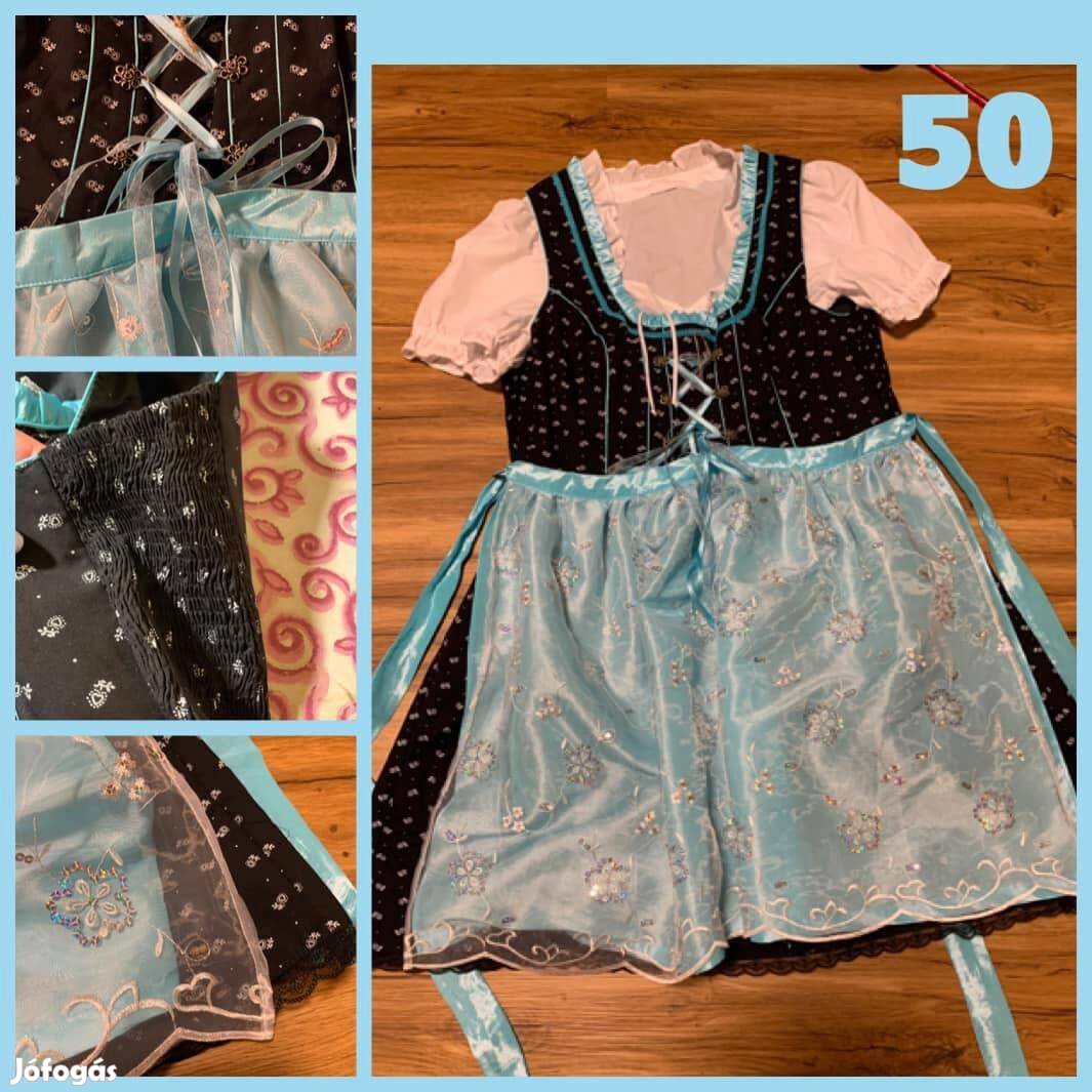 50-es fekete-világoskék Dirndl ruha blúzzal /